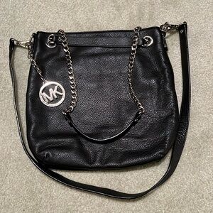 Michel Kors Black silver chain pebble leather shoulder bag